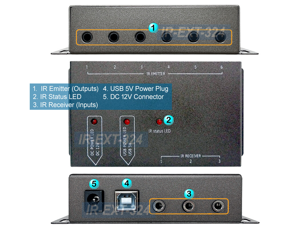 Premium 1 In 6 Out IR Remote Extender Repeater Distributor Kit