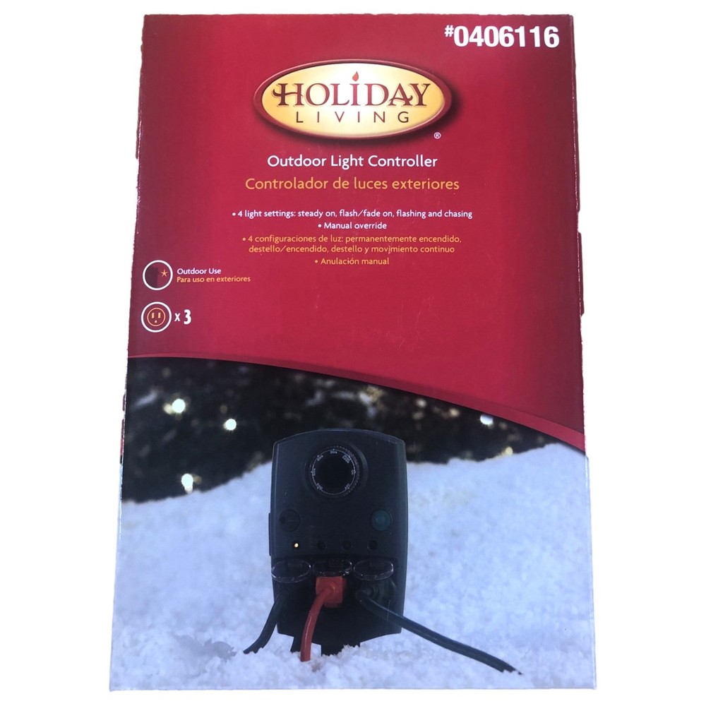 Outdoor Holiday Christmas Light Controller with Timer, Outlets, & 4 Setttings
