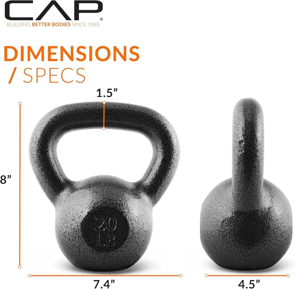 High-Quality 20lb Cast Iron Kettlebell - Multiple Weight Options & Versatile Use