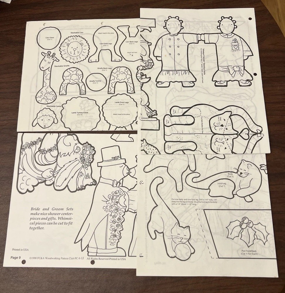 Woodworking & Scroll Saw Pattern Club 30 Large Pattern Sheets Holidays Animals