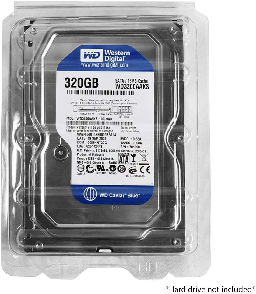 Plastic ESD Clamshell Case for 3.5" Internal Hard Drives (3.5" 10 Pack)