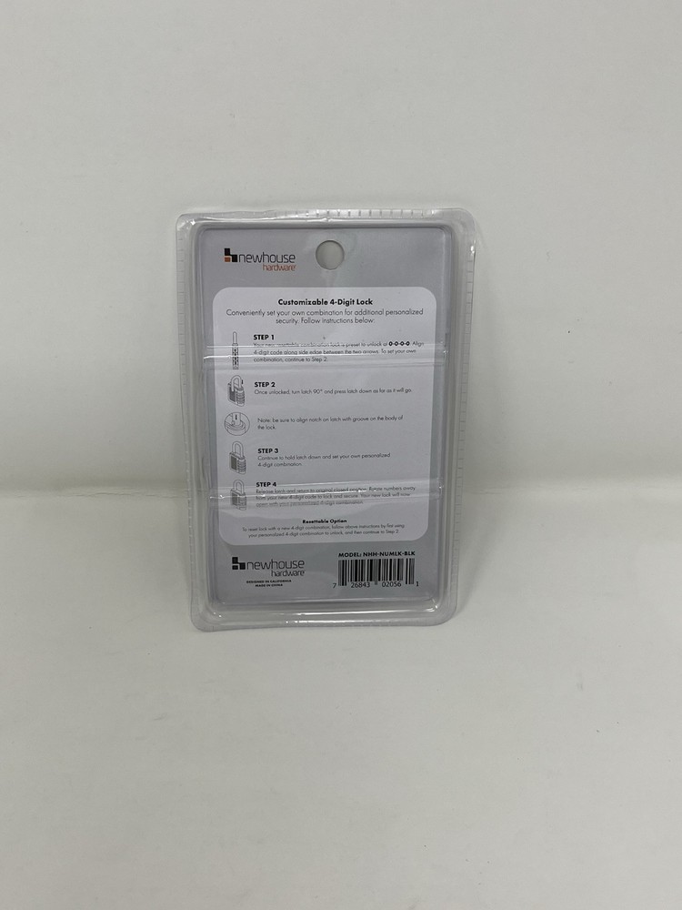 Newhouse Hardware Improved 4-Digit Combination Lock, Black