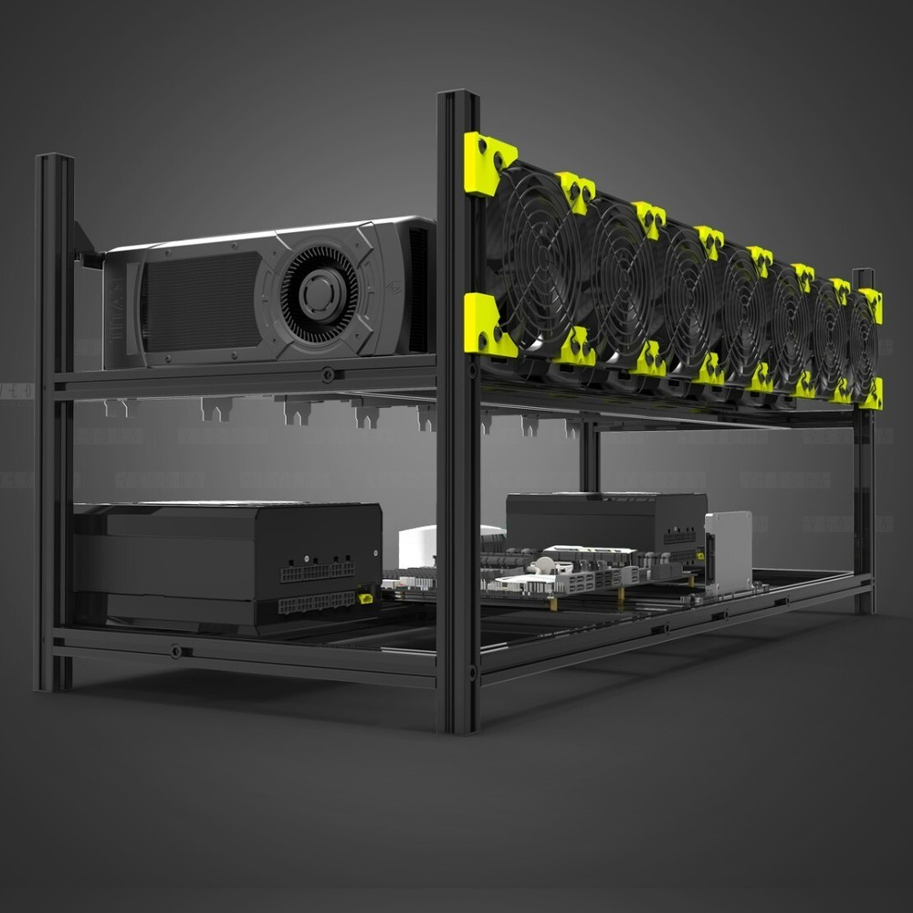 Veddha 8 / 12 GPU Miner Case Aluminum Stackable Mining Case Rig Open Air Frame