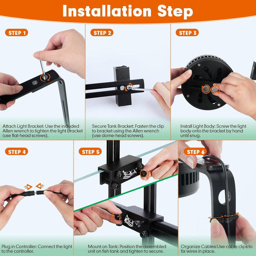 Aquarium Clip-On Stream Light with Controller, LED Fish Tank Light with 3 Modes