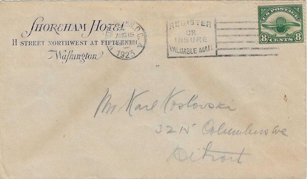 FDC  # C4 --   Aug 15 , 1923   --  Hotel cc