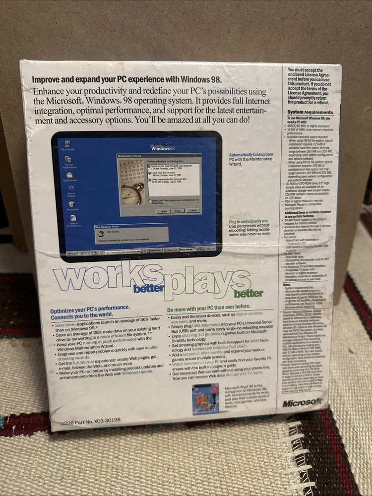 Microsoft Windows 98 New Version (Sealed Retail Box) - First Edition READ