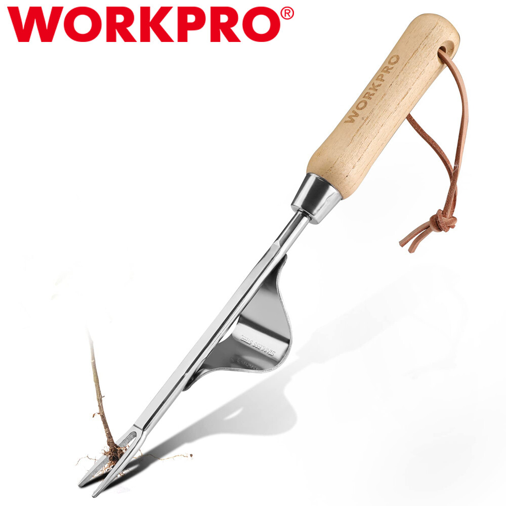WORKPRO Weed Puller Tool V-Shaped Forks Leverage Base Weeds Removal Root Digging