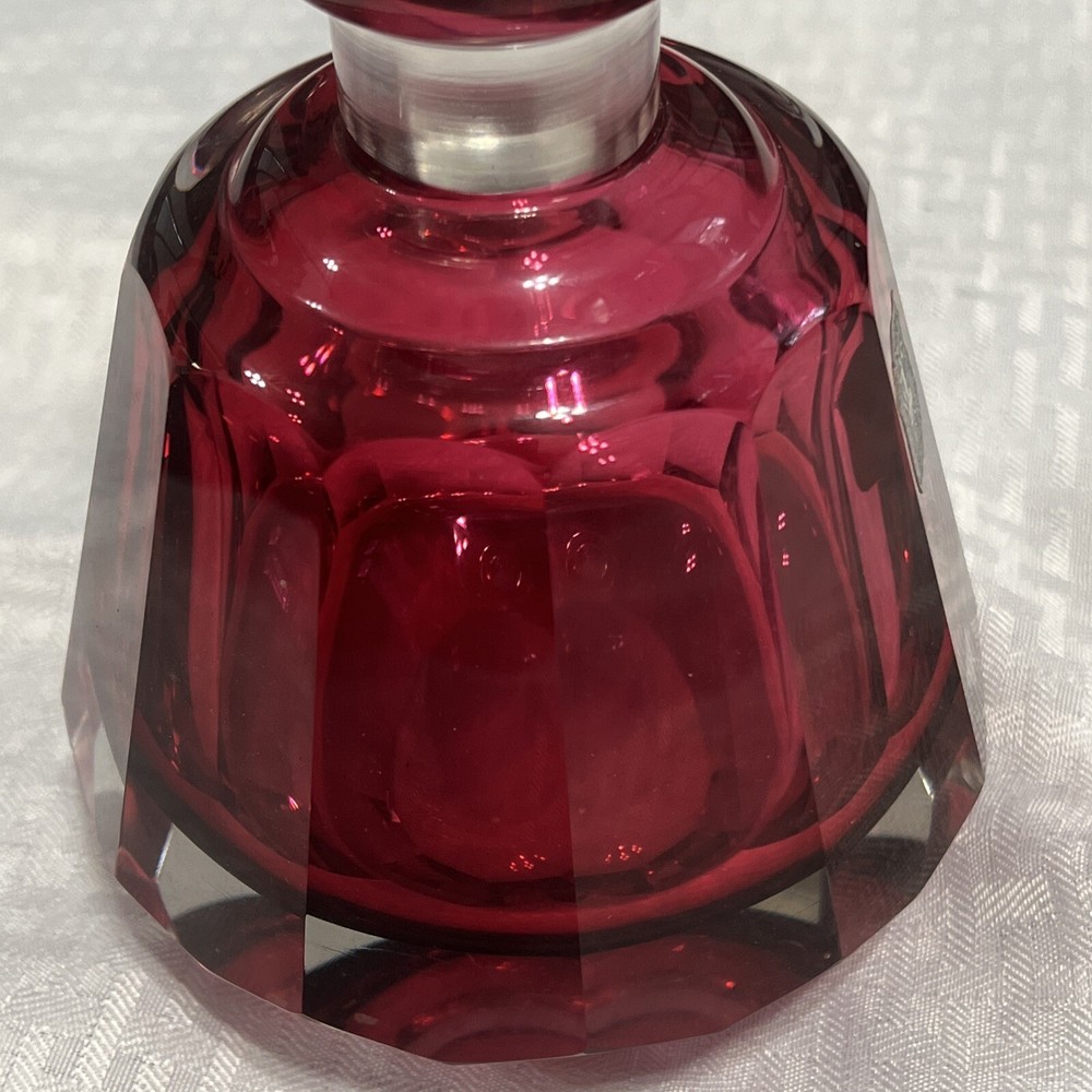 VINTAGE RUBY RED HEAVY CRYSTAL DECANTER- STUNNING!