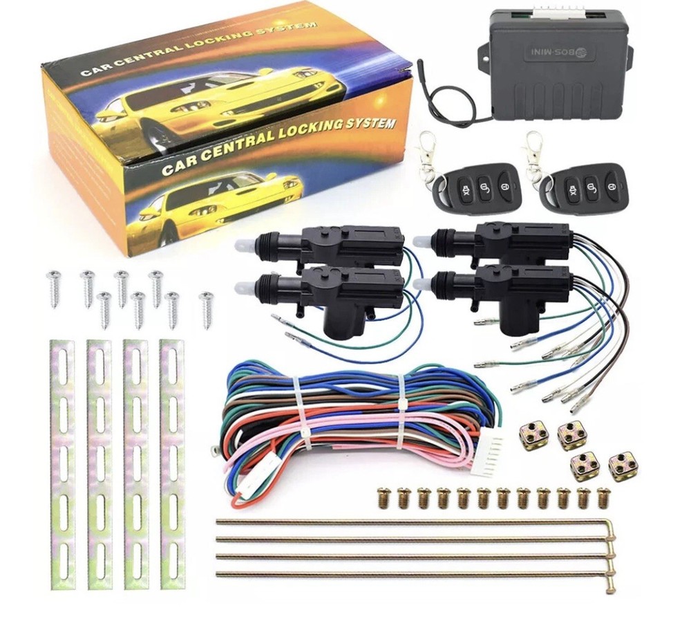 Remote Central Locking System Universal Kit for 4 Doors, Provides Keyless Entry