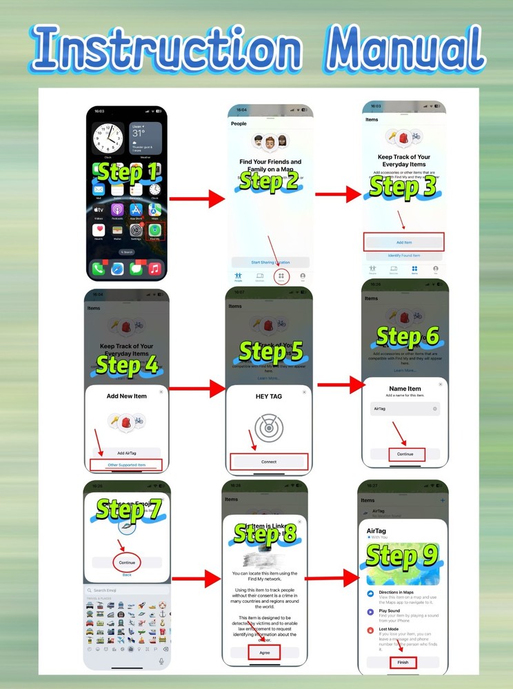 3 PACK Smart Air Tag GPS Bluetooth Tracking for Keys/ IOS & Android, F/S!