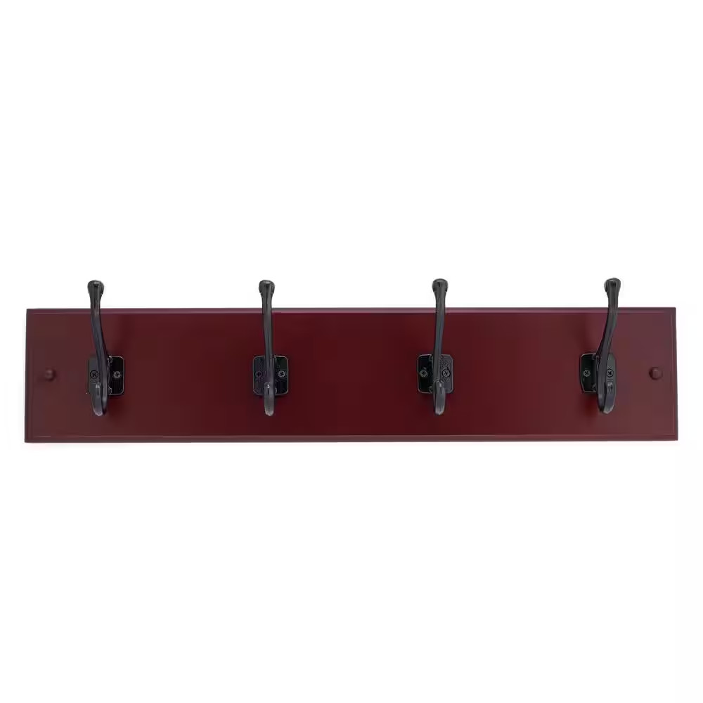 24 In. (610 Mm) Cherry and Matte Black Classic Hook Rack