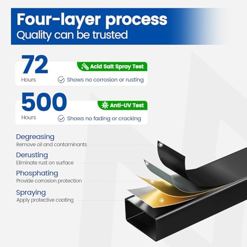 Black Cable Railing Handrail Rectangular Stainless Steel Handrail 4FT 1 Pack