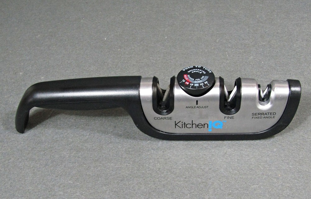 Kitchen IQ Diamond Adjustable Manual Knife Sharpener,White/Black