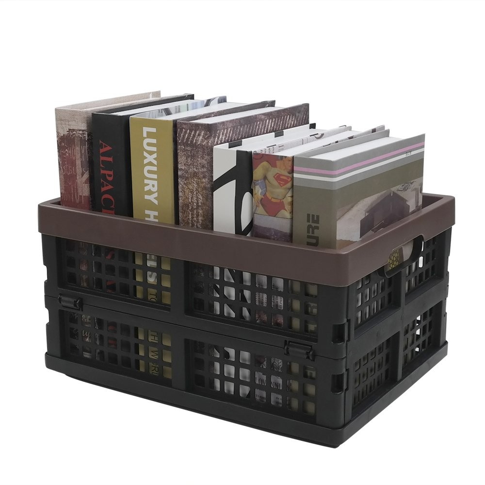 2-Pack Plastic Collapsible Storage Crate, 15 L Folding Storage Crate