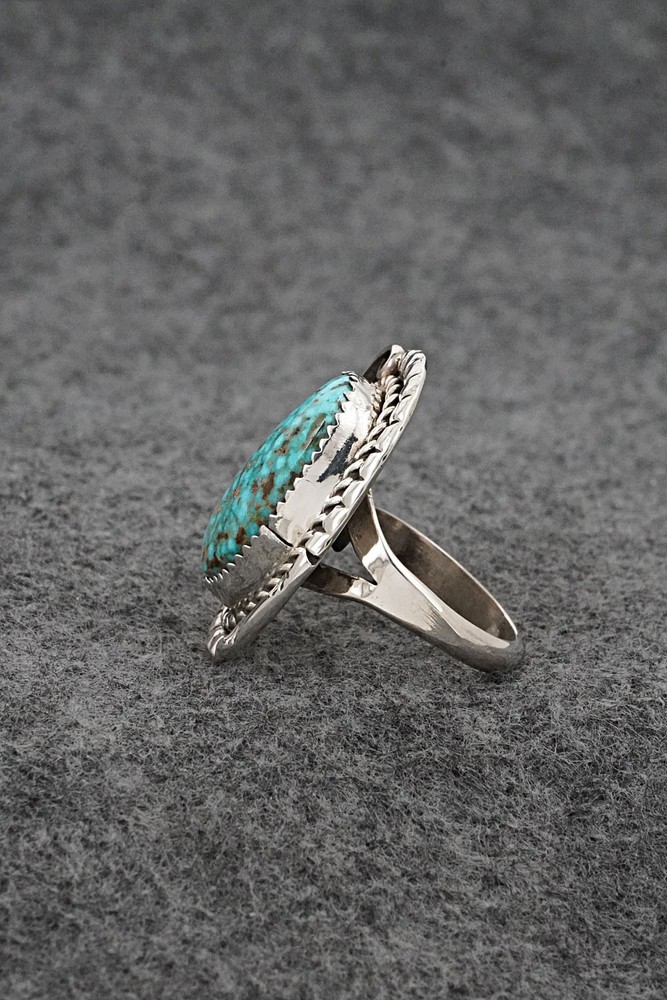 Turquoise & Sterling Silver Ring - Phil Nez - Size 8 Adj.