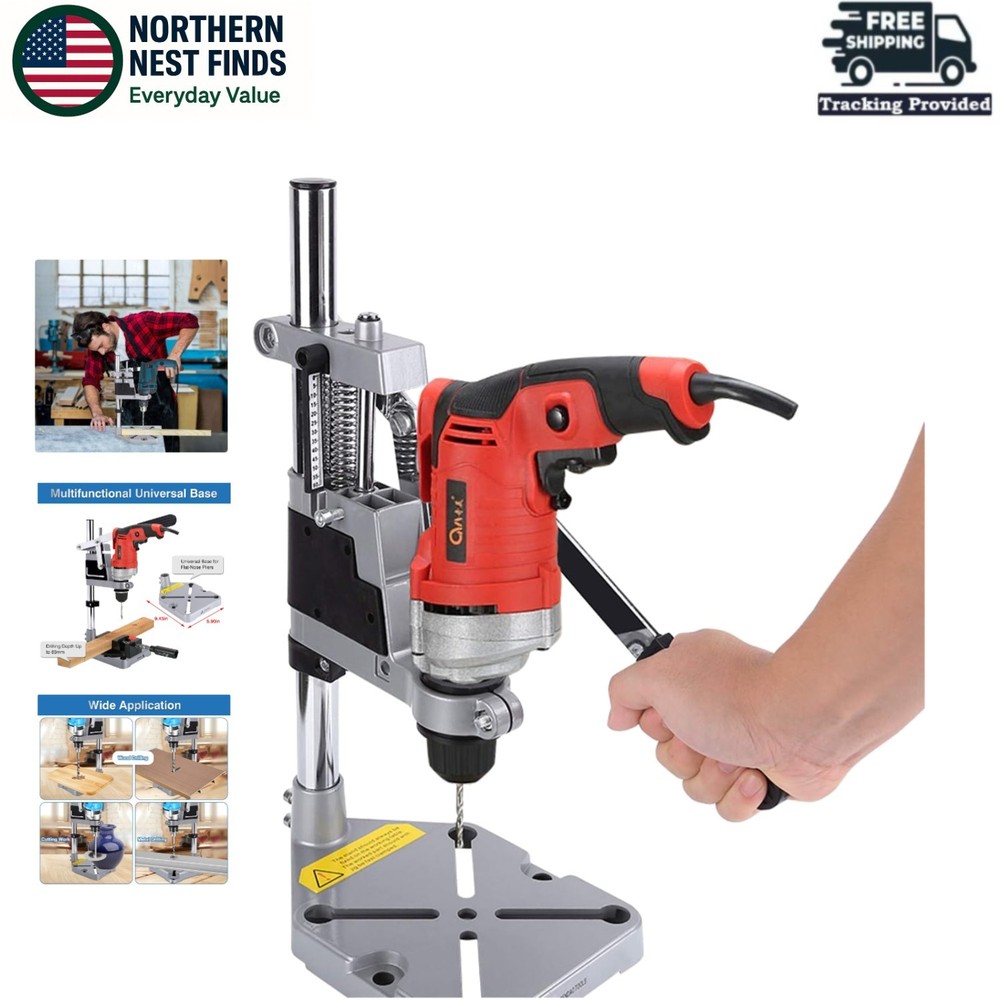 Universal Adjustable Drill Stand - Heavy Duty Aluminum Base for Precision Tasks