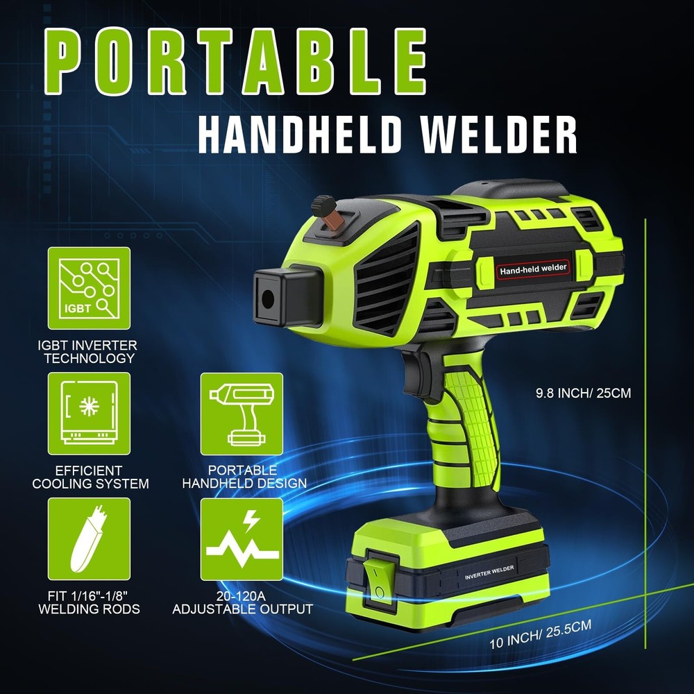 TRQWH 110V Handheld Welder with 6 Variable Current Adjustments (Green)