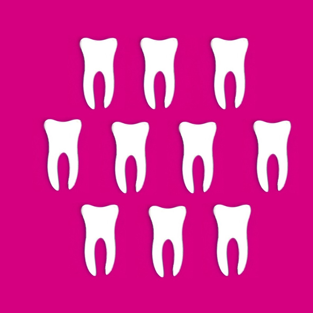 Tooth Shaped Mirrors (3mm Acrylic Mirror, Several Sizes Available)