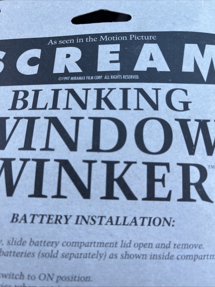 Vintage Scream Ghost Face Blinking Window Winker 1997 Unopened