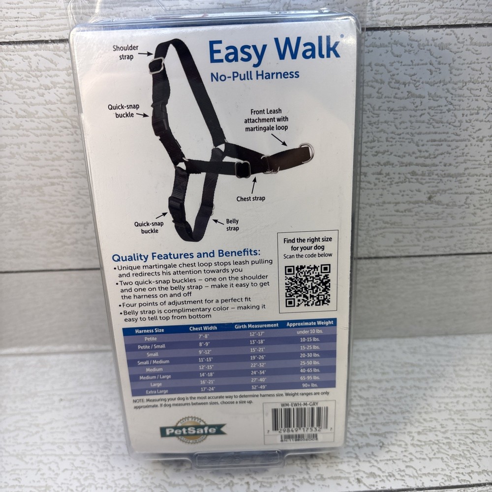 PetSafe Easy Walk No Pull Dog Harness Charcoal/Black Size Medium