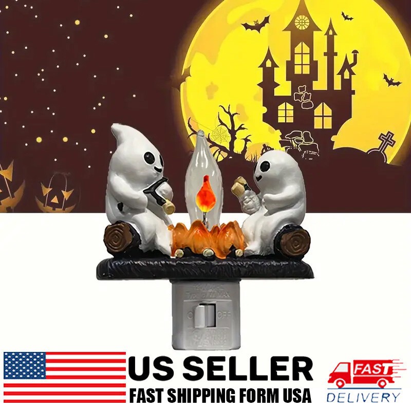 Ghosts Roasting Campfire Flicker Flame Night Light Ghost Roasting Marshmallows