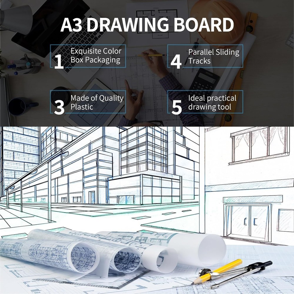 Elegant A4 Portable Drafting Table with Non-Slip Support & Complete Accessories