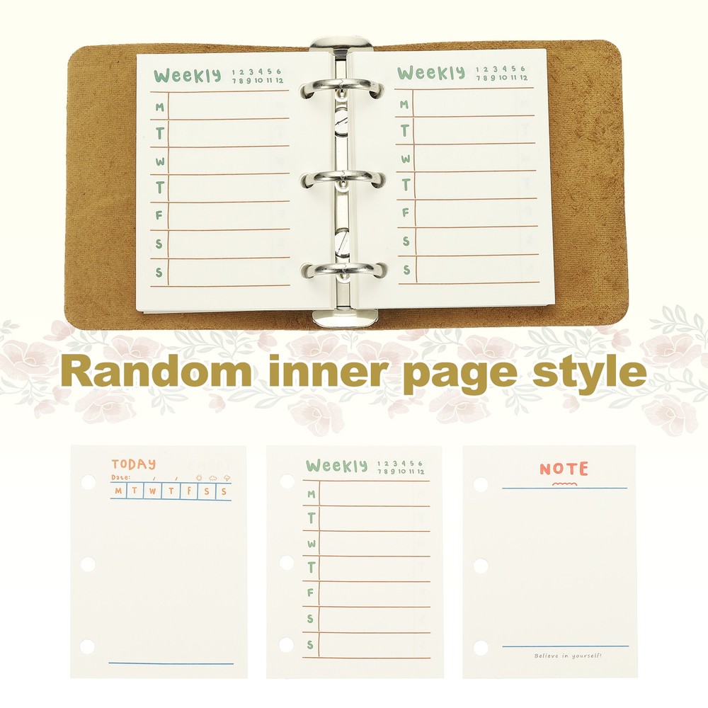 A9 Leather Journal 2Pcs 3 Ring Notebook Binder Planner Loose Leaf, Brown