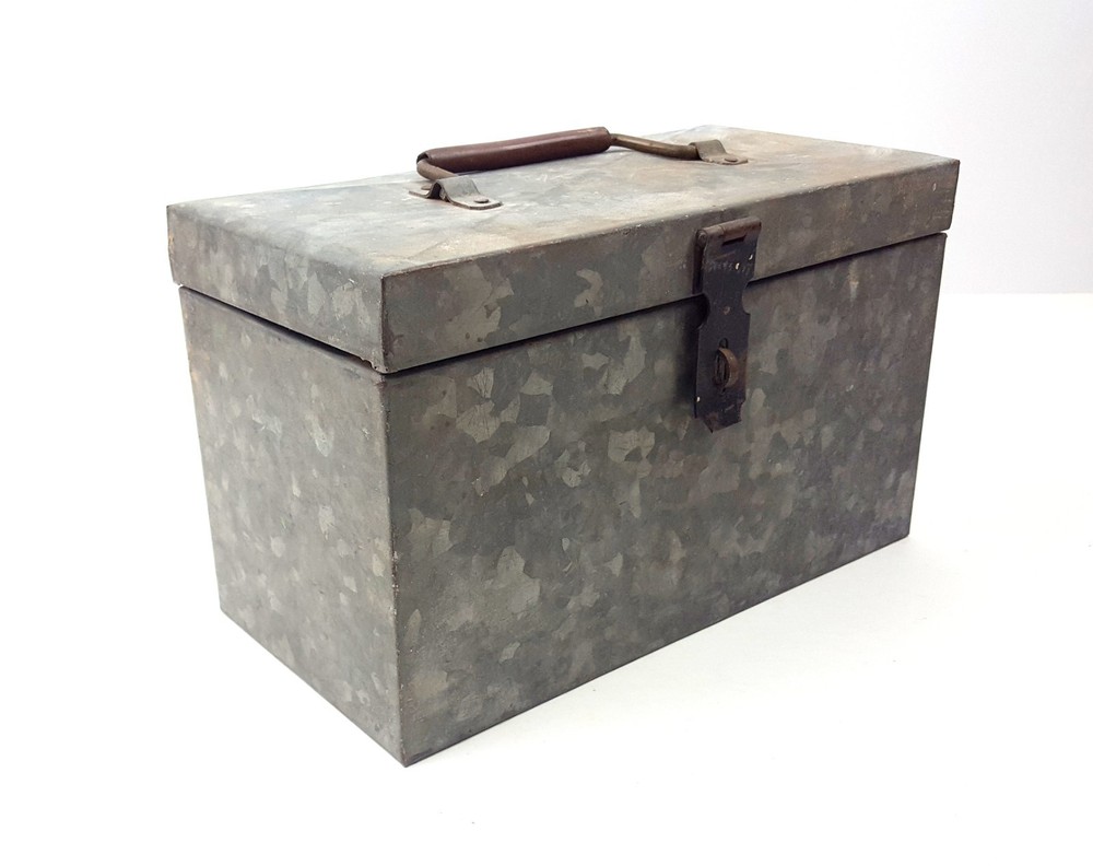 Vintage Galvanized Metal Tool Box
