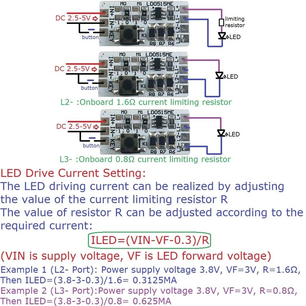 DC2.5V-5V 1200MA LED Controller Working Mode Current Can be Set SOS Flashlight