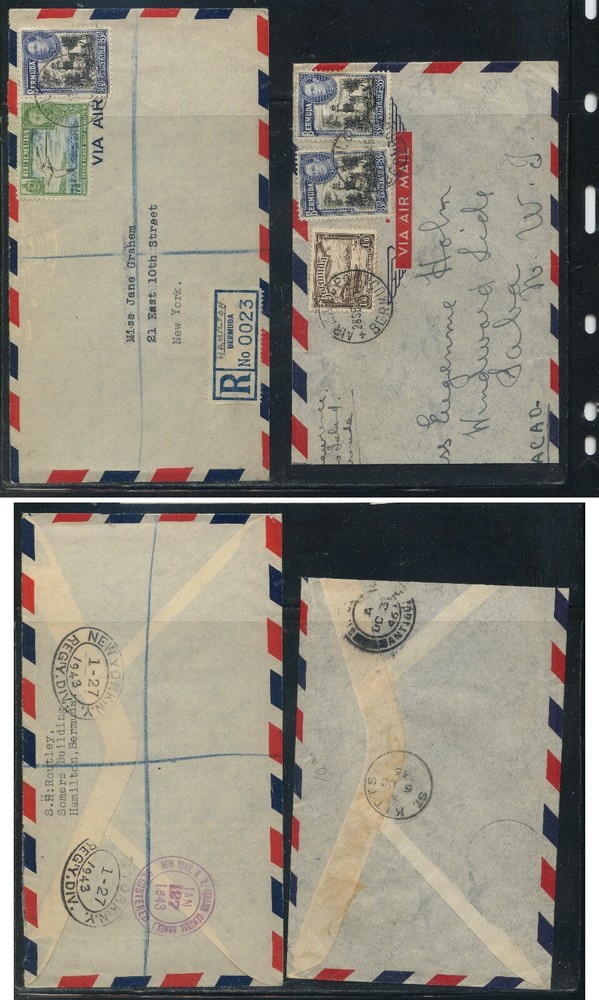 Bermuda   2 airmail  covers ,  one  registered