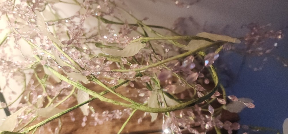 Decorative Pink Beaded W Leafs Vine Garland Easter