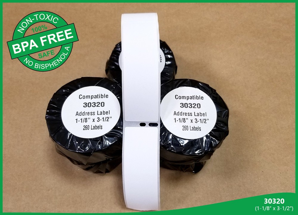 30320, 4 Rolls Dymo Compatible Address Labels, Each 1 1/8" Height X 3 1/2" Width