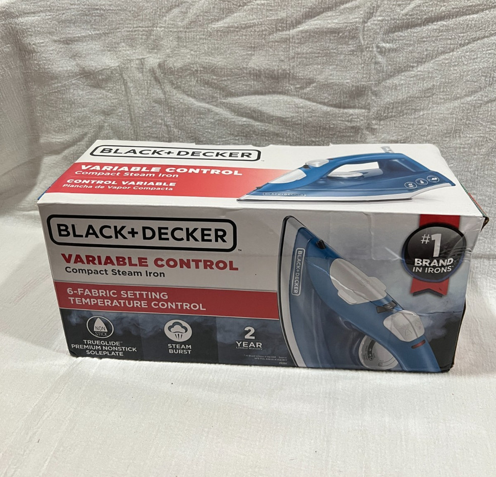 BLACK+DECKER Variable Control Compact Steam Iron - Blue & White