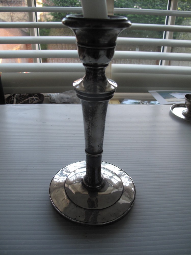 Silver candlestick - hallmarks indistinct - height 8 1/4"