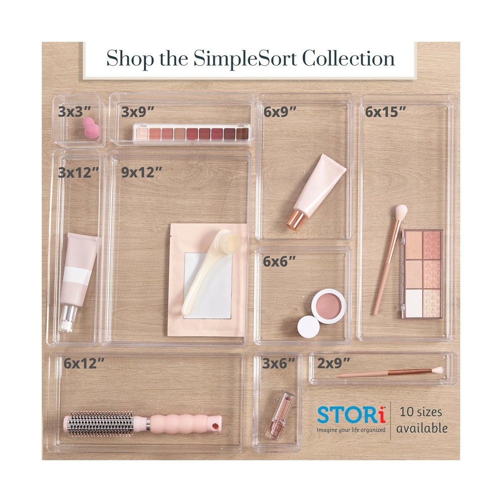 STORi SimpleSort 3-Piece Stackable Clear Drawer Organizer Set | 9" x 6" x 2" ...