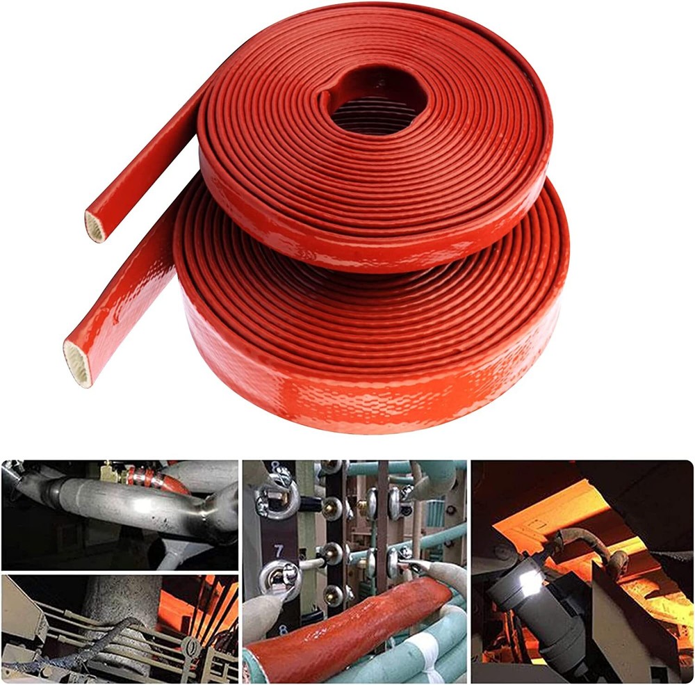 Silicone Insulation Fire Sleeving Protective Heat Shield Sleeve 5/8"1/2" 3/4" 1"