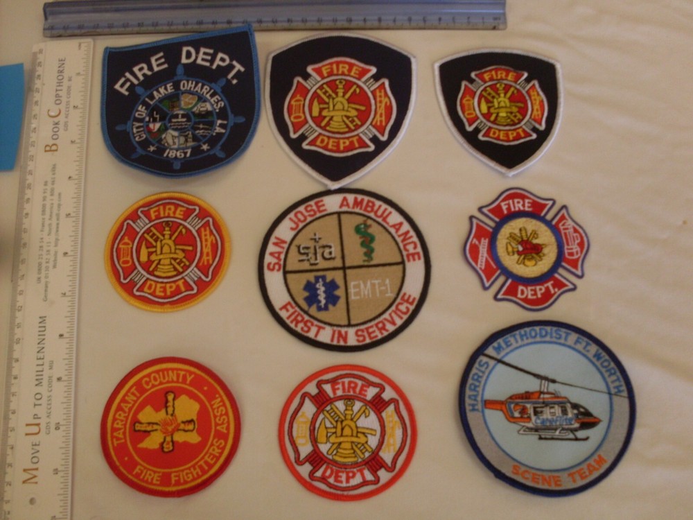 Fire fighter firefighter 9 patch collection patches embroidered for display