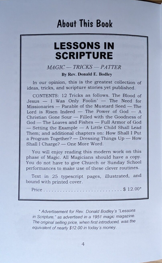 Lessons in Scripture by Rev. Donald E. Bodley (magic with a message)
