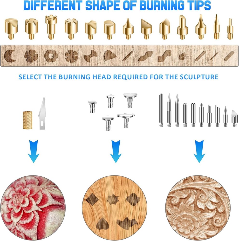 121pcs Wood Burning Tool Set with Adjustable Temp & Gloves for Pyrography