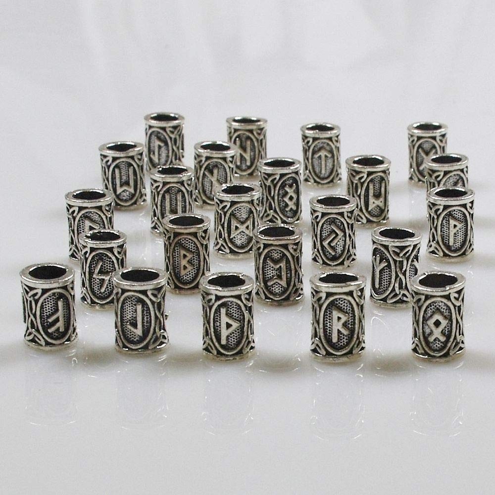 24 PCS Viking Hair Beads Beard 6 Pull 24 PCS, Black