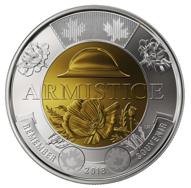 2018 Canada $2 Colored & non colored Armistice UNC