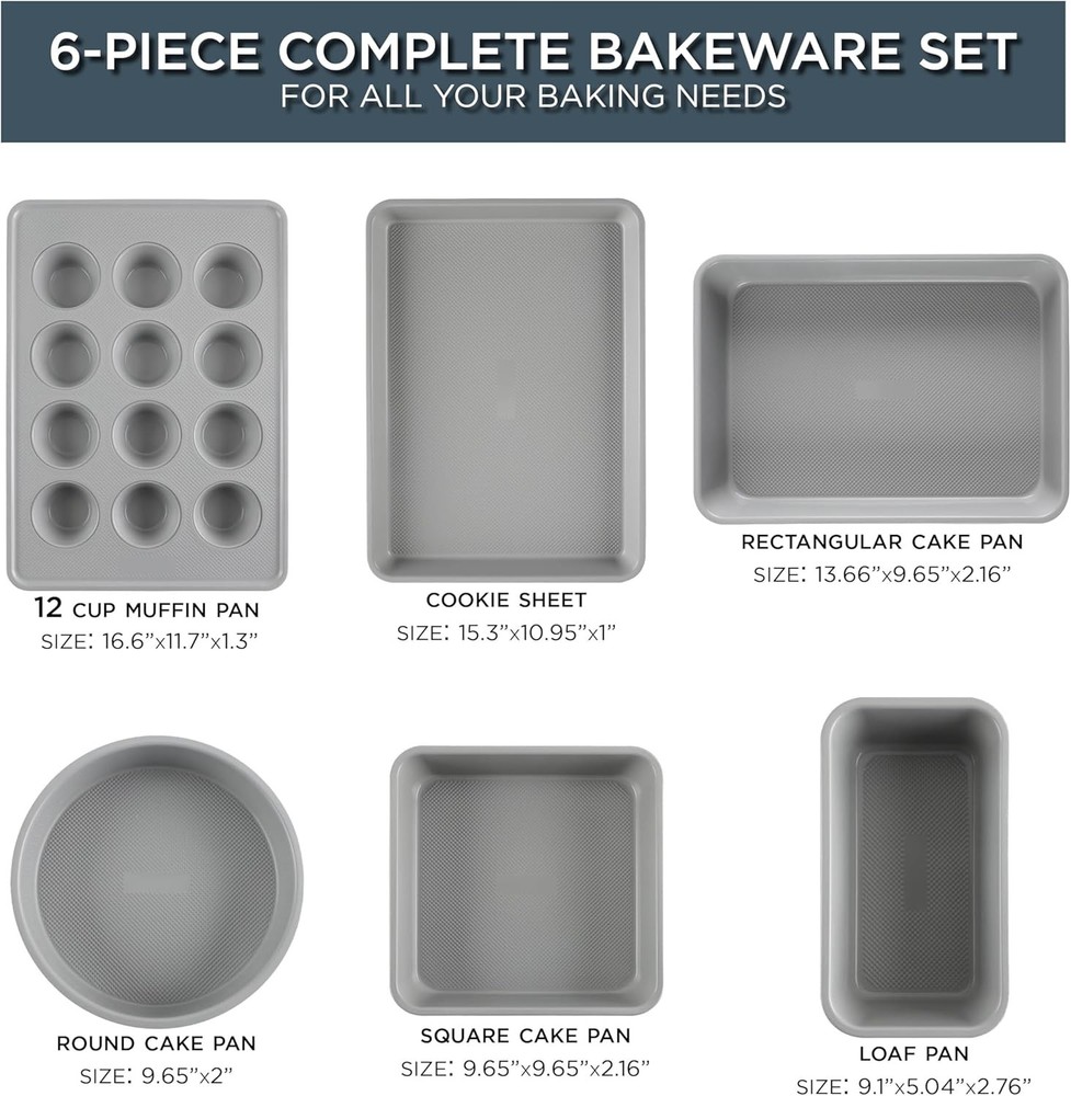 Nonstick Stackable Bakeware Set Durable Easy Release Baking Set Navy 6 Pcs