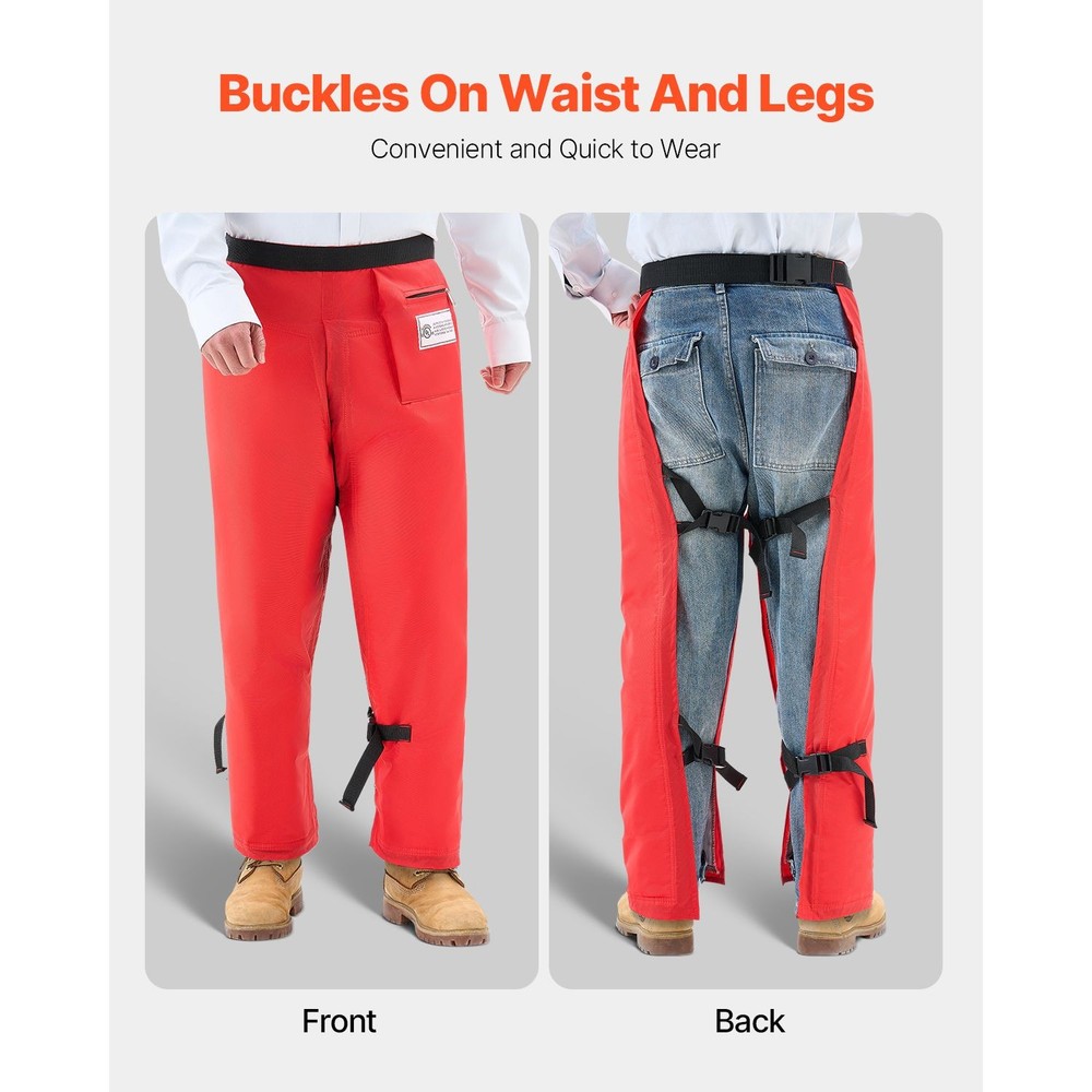 Chainsaw Safety Chaps: Class C, 8-Layer, Polyester/PP Core, Reinforced Stitching