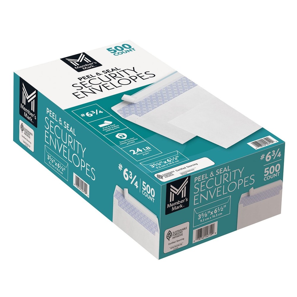 2 Pack - Member's Mark Security Envelope #6-3/4 (500 ct.)