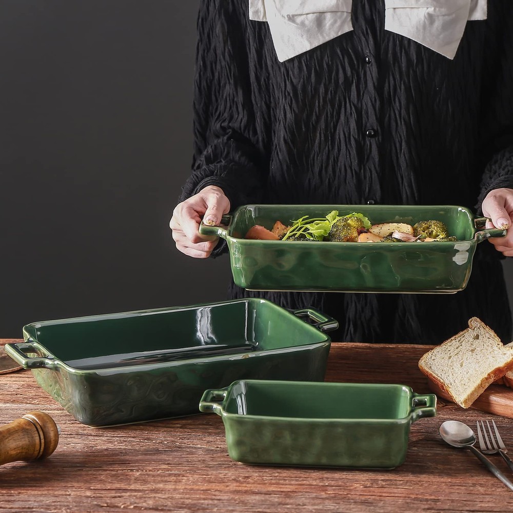 VICRAYS Ceramic Bakeware Set, Porcelain Rectangular Baking Dish, Baking Pan L...