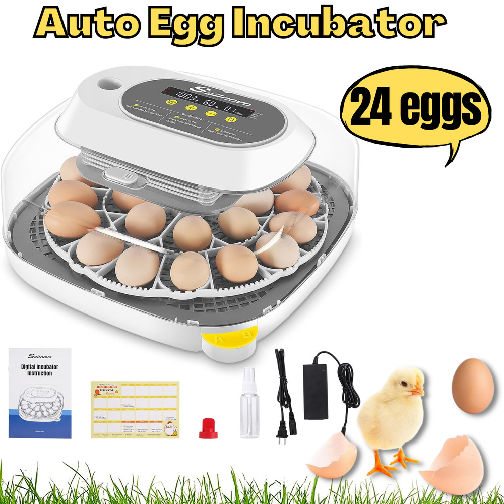 24 Egg Incubators for Hatching Eggs, Digital Poultry Hatcher Automatic Turning--