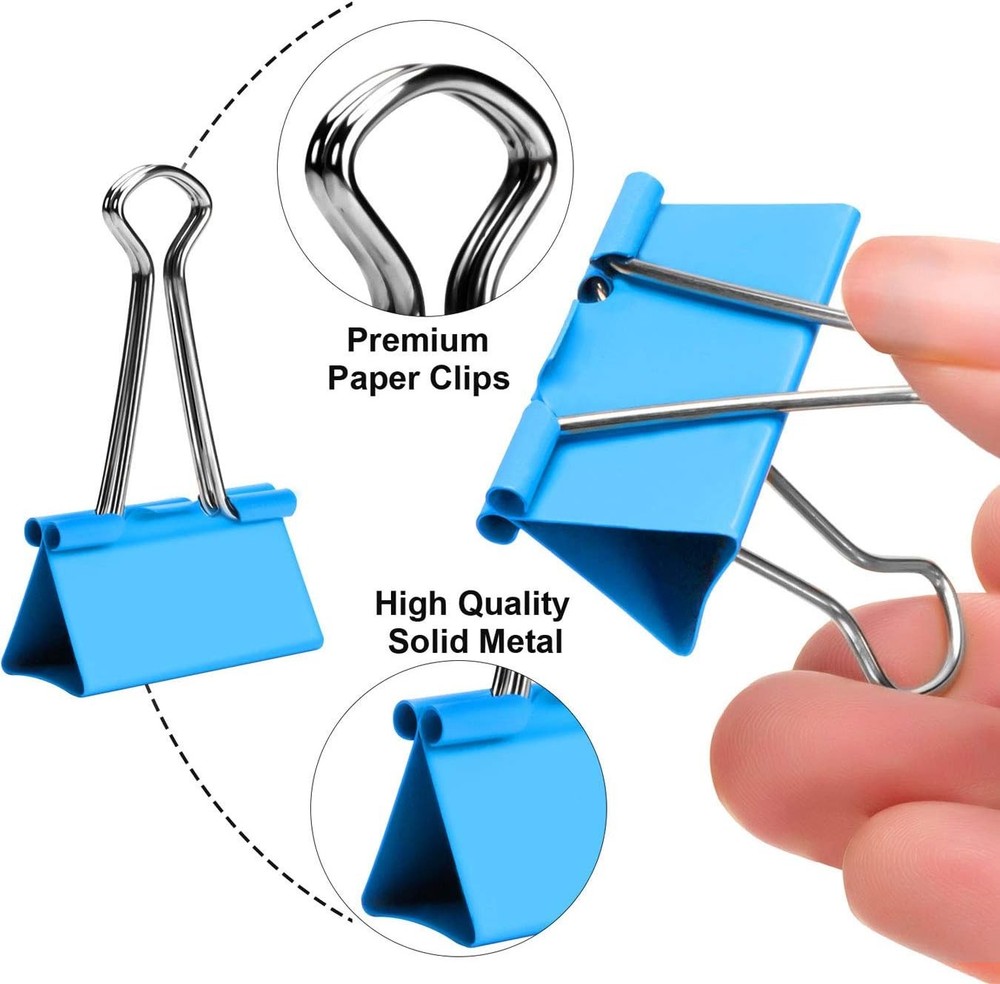 Binder Clips - Assorted Sizes 100 Count, X Large, Medium, Colorful