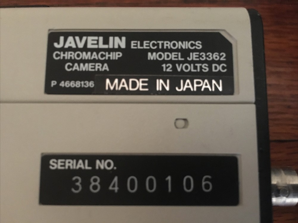 Javelin MOS Solid State Chromachip Camera JE3362 12V Power Supply
