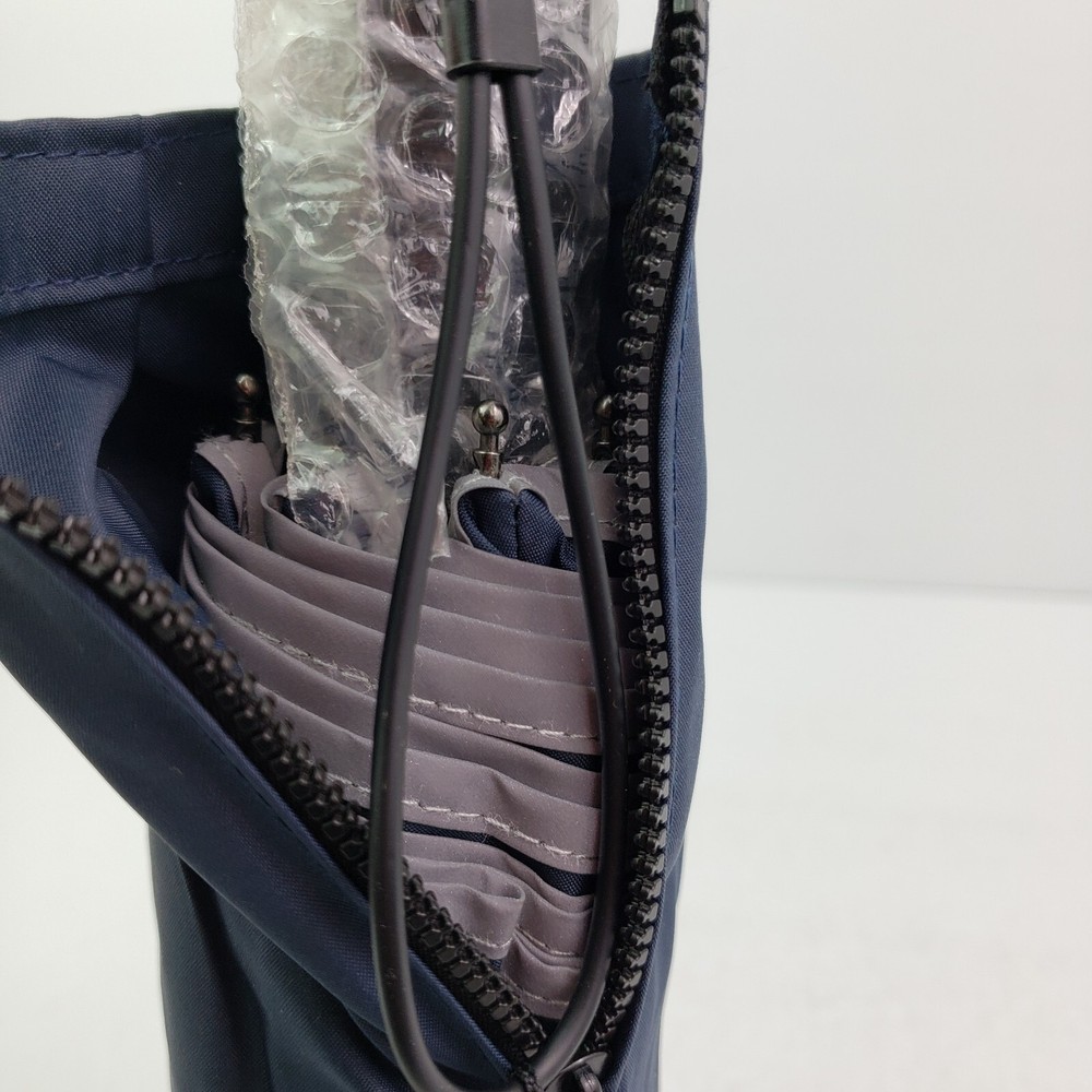 Leagera Navy Blue Gray Compact Automatic Open Close Umbrella