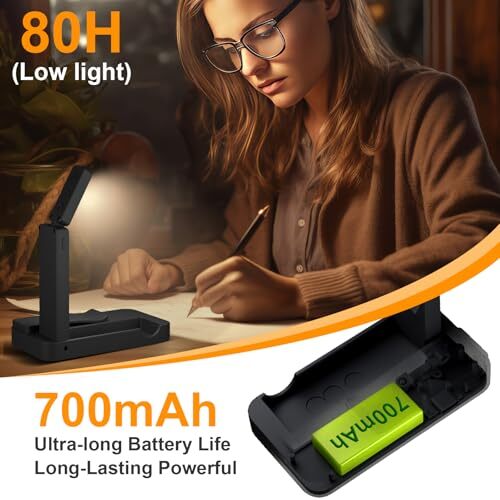Rechargeable Book Light for Reading in Bed,Foldable Clip-On Reading Black
